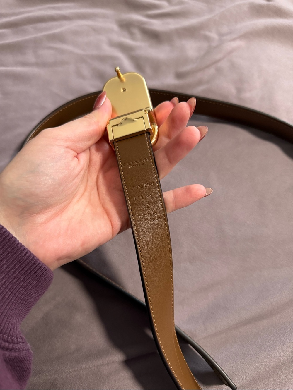 Coach Brown Signature Canvas Belt with Gold-Tone Buckle - Picture 2 of 3